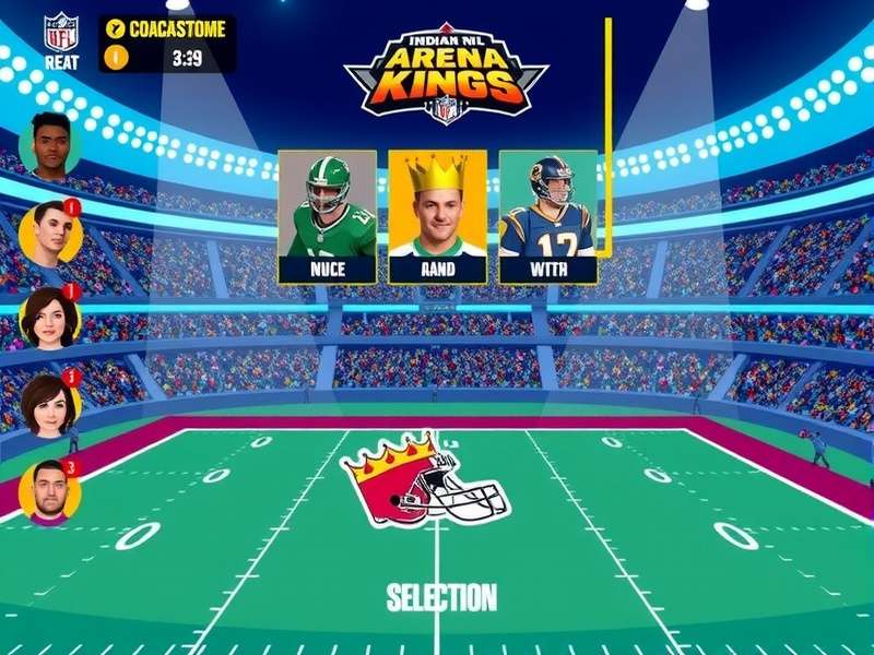 Indian NFL Arena Kings gameplay screenshot showing character selection and arena