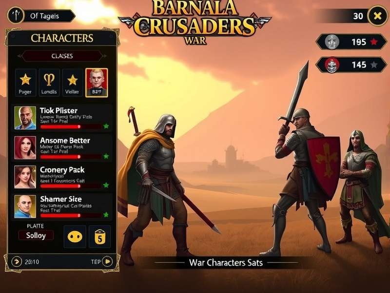 Character Classes in Barnala Crusaders War Barnala Crusaders War character lineup showing different classes