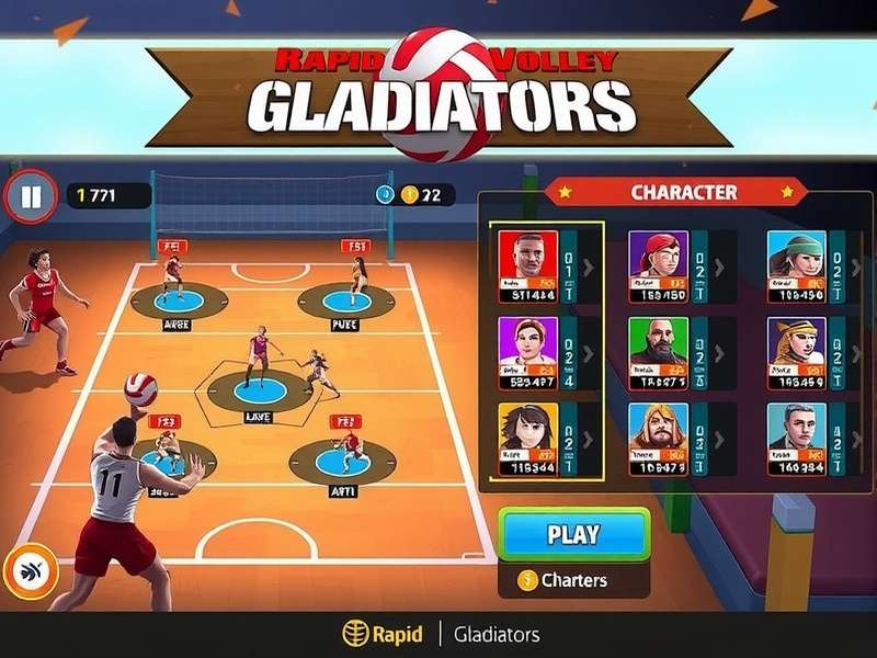 Player Characters in Rapid Volley Gladiators Character selection screen showing diverse player options in Rapid Volley Gladiators