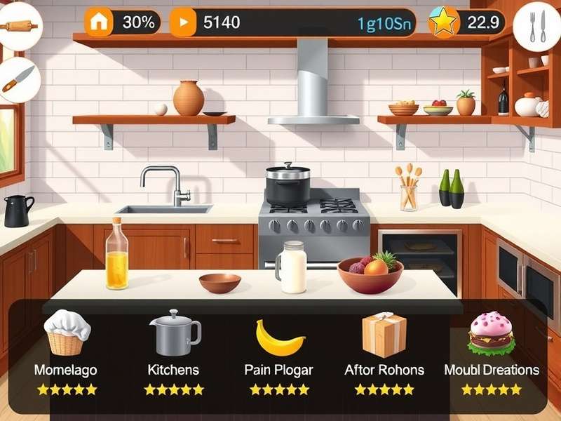 Avakin Cooking Mastery Kitchen Interface Avakin Cooking Mastery gameplay screenshot showing kitchen interface