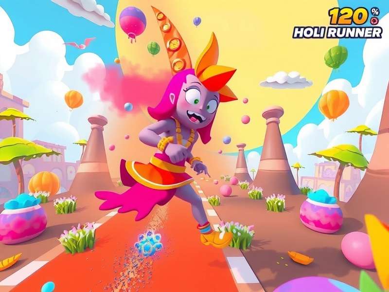 Vibrant gameplay of Ultra Holi Runner Ultra Holi Runner gameplay showing colorful environments