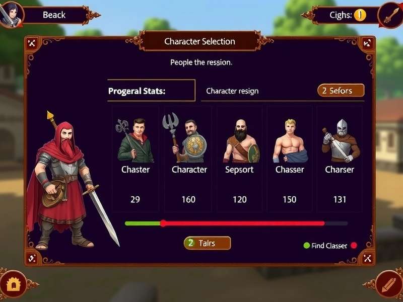 Character Progression Interface in Barnala Crusaders War Barnala Crusaders War progression interface showing character stats