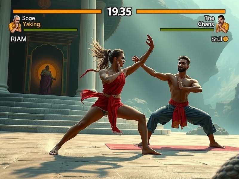 Rishikesh Flow Fighter gameplay showing yoga poses used in combat