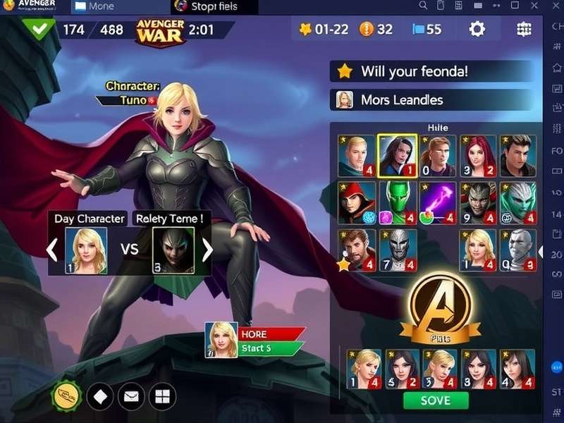 Avenger Legendary War Gameplay Interface Avenger Legendary War gameplay screenshot showing character selection and battle interface