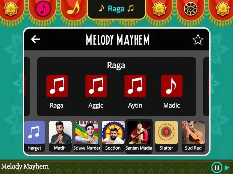 Raga Selection in Melody Mayhem Melody Mayhem raga selection screen showing different Indian classical music modes