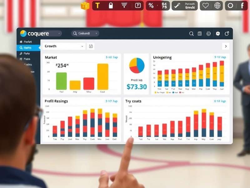 Financial Performance Dashboard in Commerce Conqueror Commerce Conqueror financial dashboard showing profit growth
