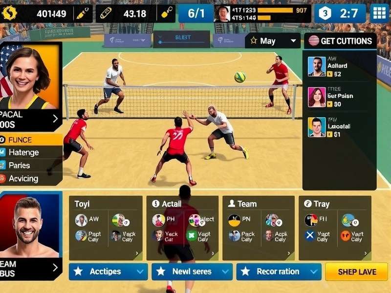 Volley Gladiator Pro gameplay screenshot showing intense volleyball action