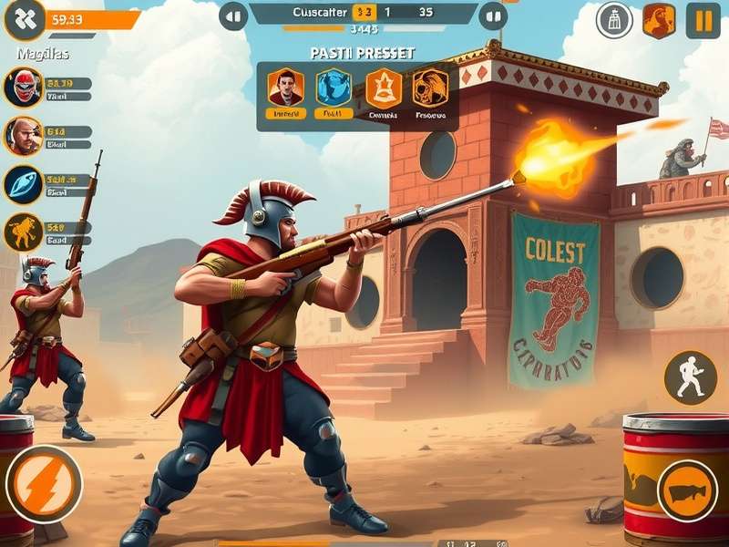 Fiesta Rifle Gladiator Progression System Fiesta Rifle Gladiator character customization and progression screen