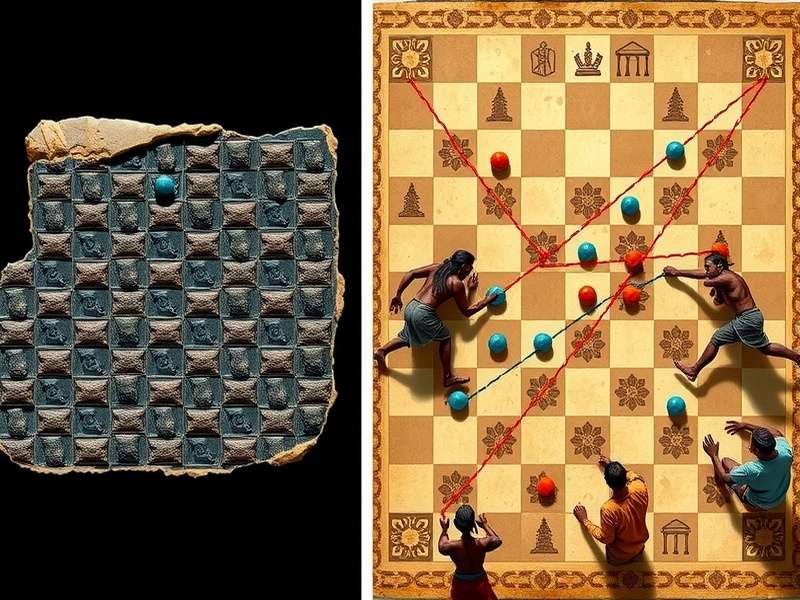 Pallava Prowess Game Pieces Modern recreation of Pallava Prowess game pieces and board