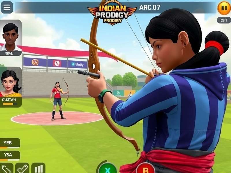 Indian Archery Prodigy gameplay screenshot showing archery competition