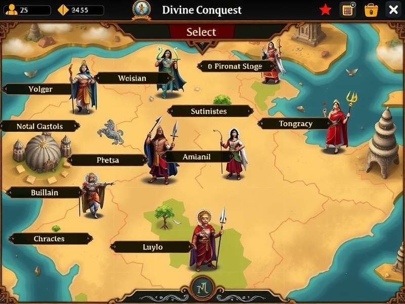Divine Conquest Strategic Map Divine Conquest gameplay screenshot showing strategic map view