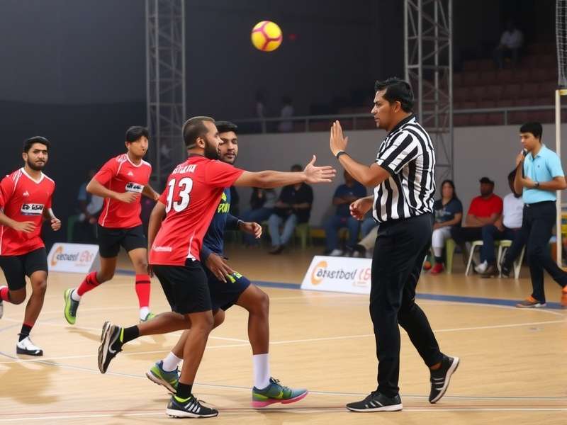 Officiating in Surat Handball Elite Surat Handball Elite referee making a call during match