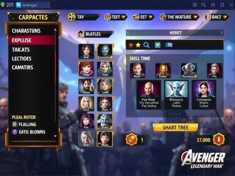 Complete Character Roster in Avenger Legendary War Avenger Legendary War character selection screen showing diverse hero roster