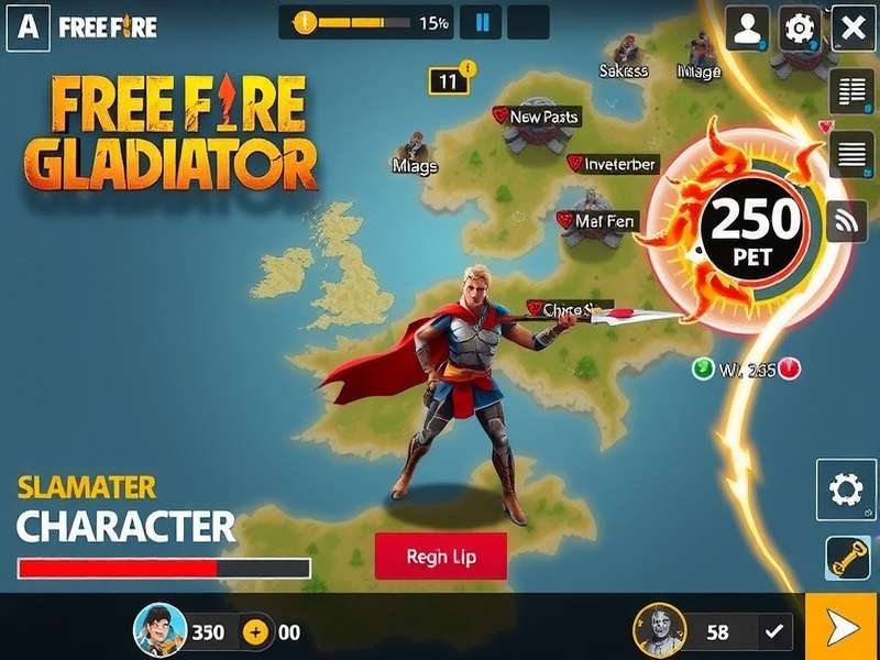 Free Fire Gladiator gameplay screenshot showing character in combat