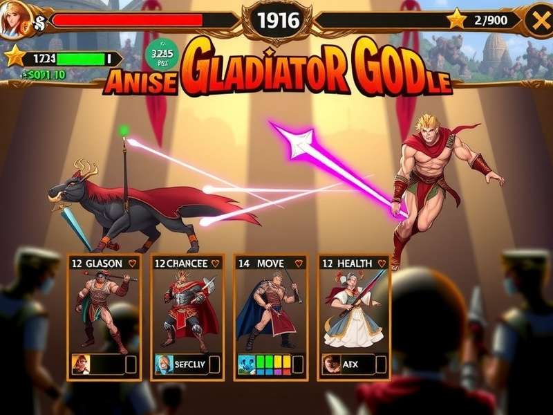 Character selection screen in Anise Gladiator God showing different warrior types