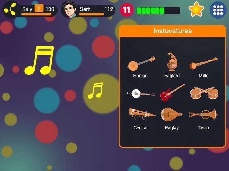 Melodica Marvel gameplay interface showing musical notes and Indian instruments