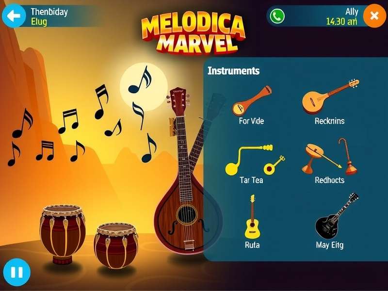 Melodica Marvel instrument selection screen showing various Indian instruments