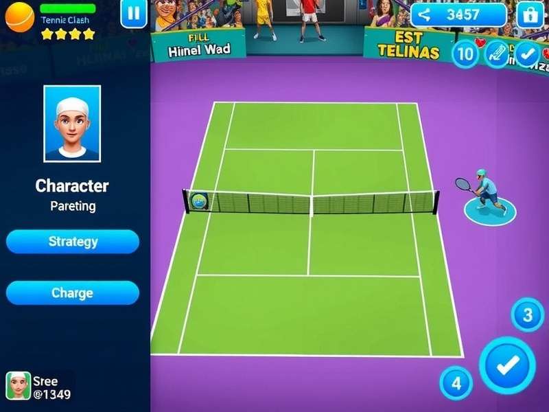 Tennis Clash Pro intense match gameplay Tennis Clash Pro gameplay screenshot showing character in action