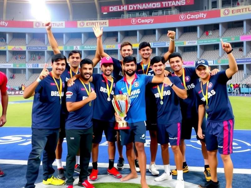 Delhi Dynamos Titans Championship Celebration Delhi Dynamos Titans team celebrating a tournament victory
