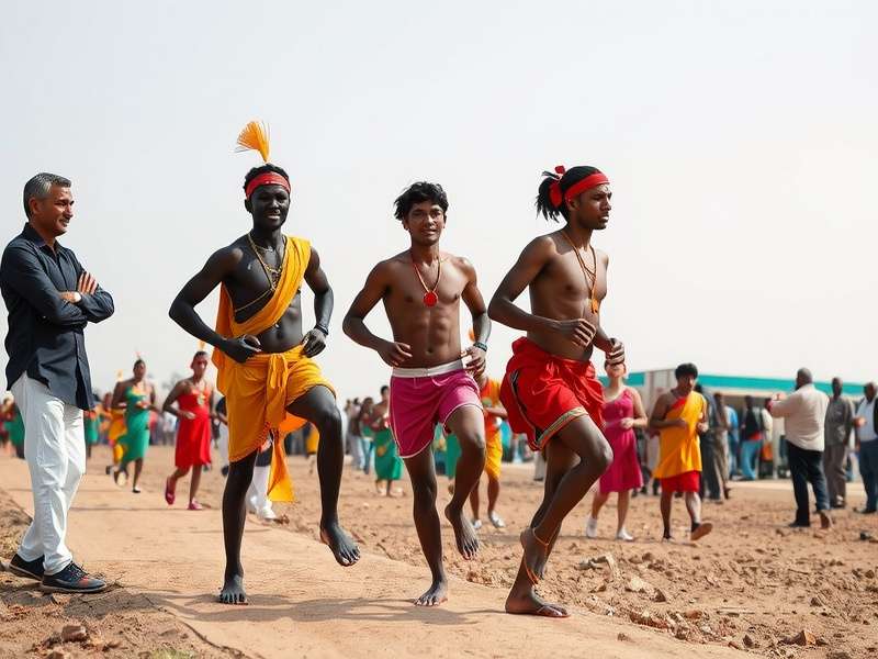 Elite Saree Marathon Participants Participants in Elite Saree Marathon showcasing traditional attire and competitive spirit