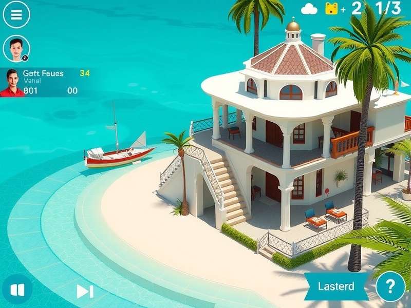 Seashore Villa Royal Upgrade gameplay screenshot showing villa management interface
