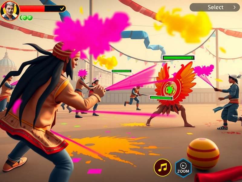 Holi Zoom Pro Colorful Gameplay Holi Zoom Pro gameplay showing colorful festival celebration