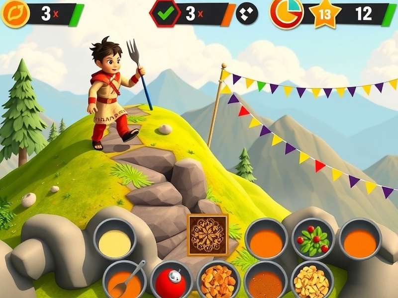 Strategic cooking interface in Tandoori Trek Challenge Tandoori Trek Challenge cooking interface showing spice combinations