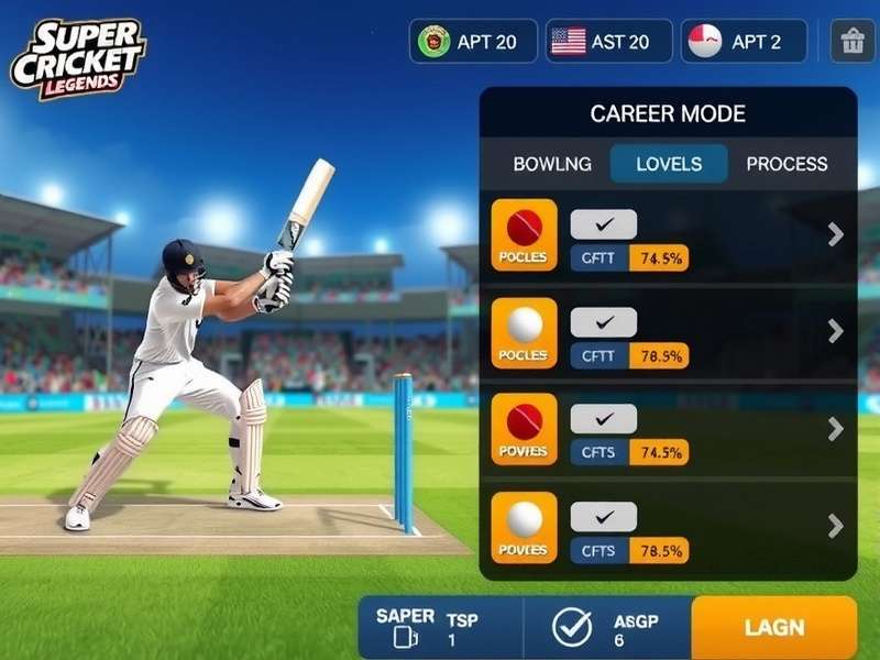 Super Cricket Legends Career Mode Super Cricket Legends career mode progression screen