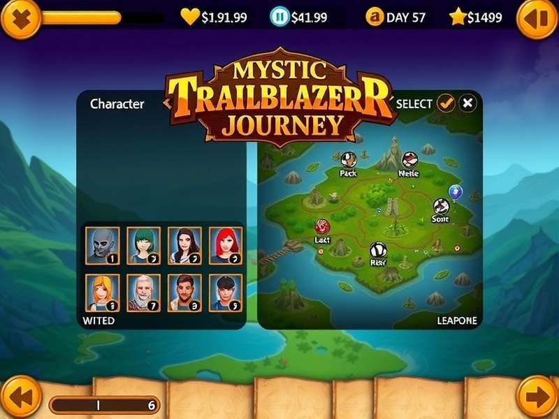 Character selection screen in Mystic Trailblazer S Journey