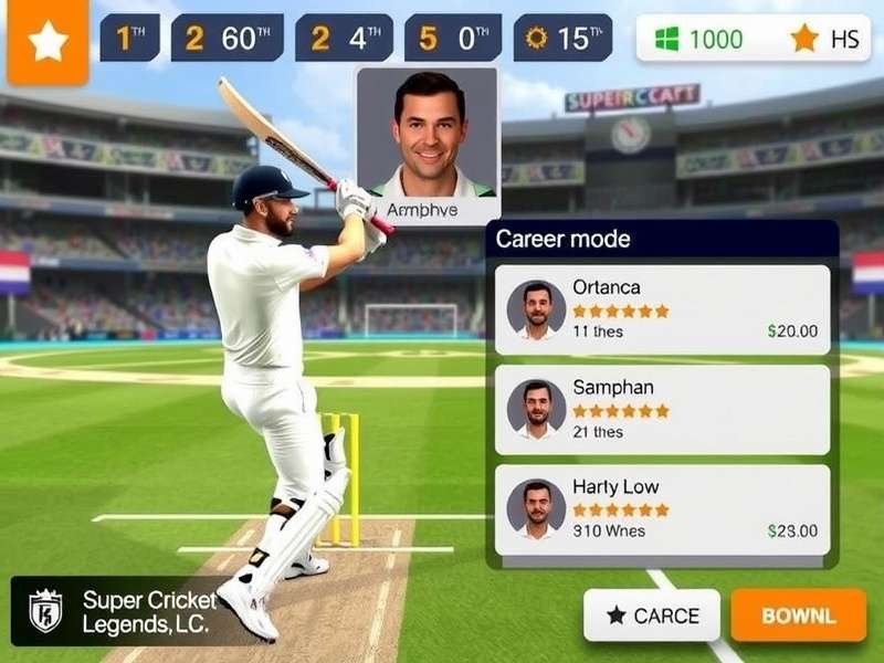 Super Cricket Legends Bowling Controls Super Cricket Legends bowling interface with different delivery options