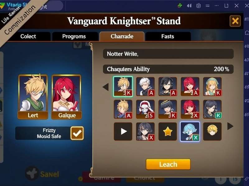 Vanguard Knights Heroic Stand character ability customization screen