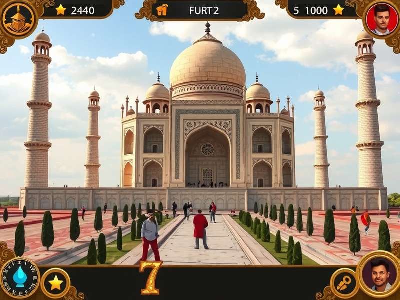 Taj Quest Secrets Unveiled gameplay showing the Taj Mahal environment