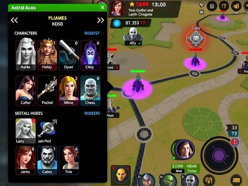 Astral Ace character roster showing diverse heroes and their abilities