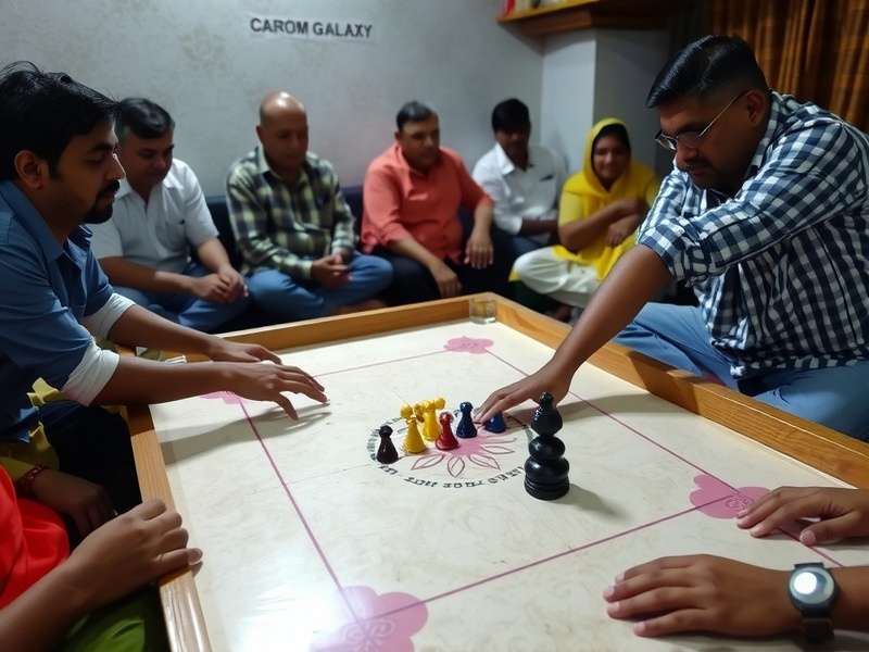 Carrom Player Demonstrating Advanced Technique