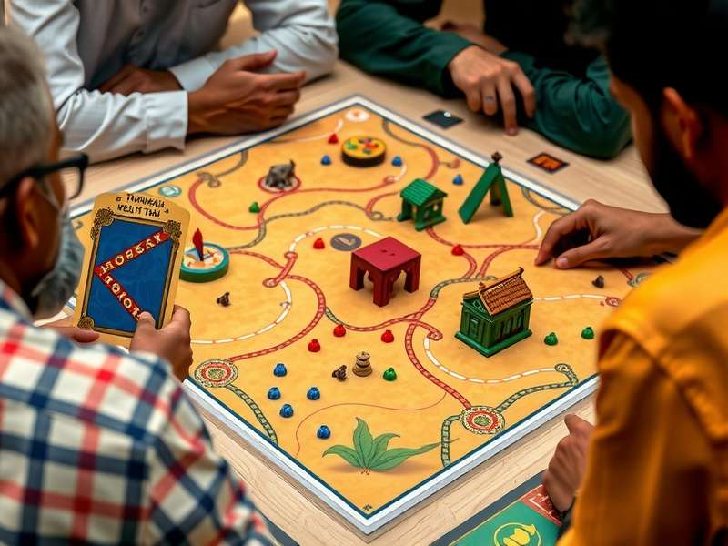 Players engaged in strategic discussion during Thangam Wealth Trail gameplay