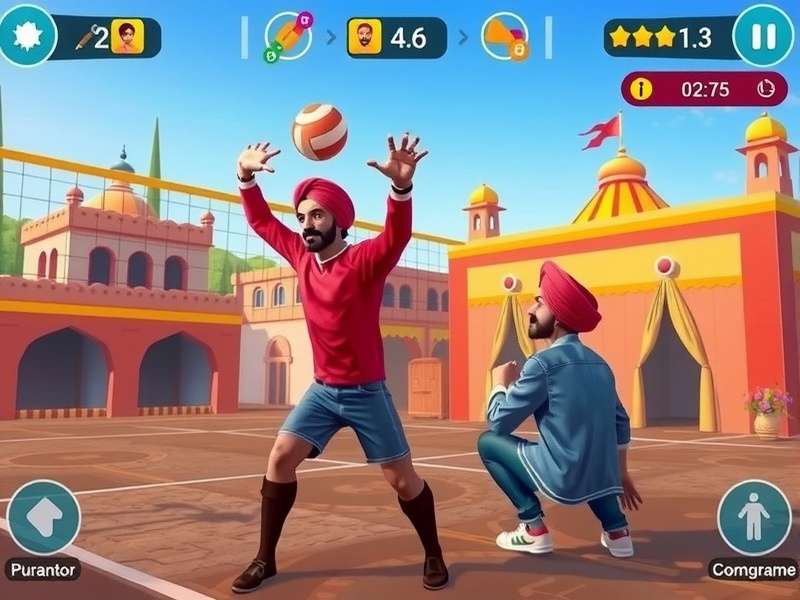 Punjabi Volley Hero Gameplay Punjabi Volley Hero gameplay screenshot showing volleyball action