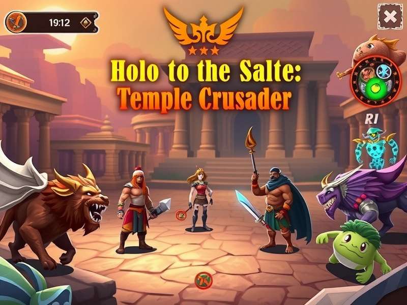Holy Temple Crusader - Mythological Story Scene Holy Temple Crusader story scene with mythological characters