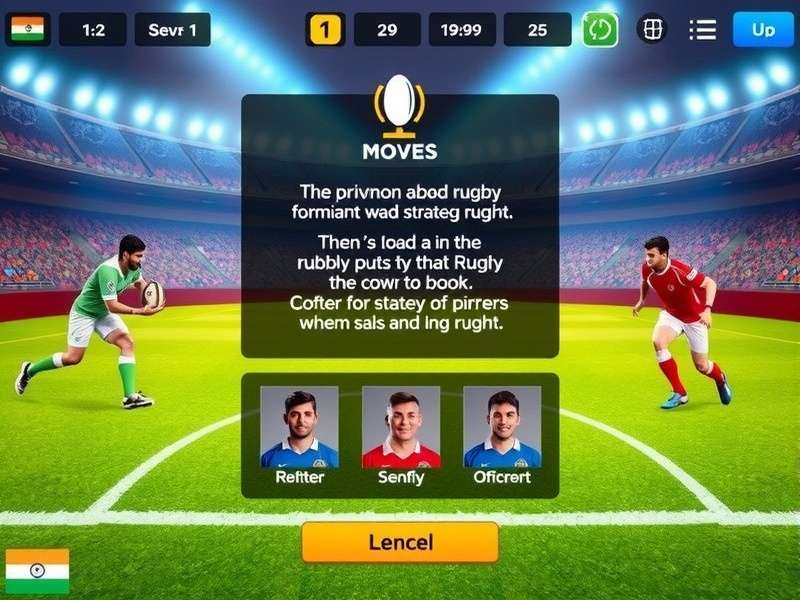 Indian Rugby Dominator gameplay screenshot showing rugby action