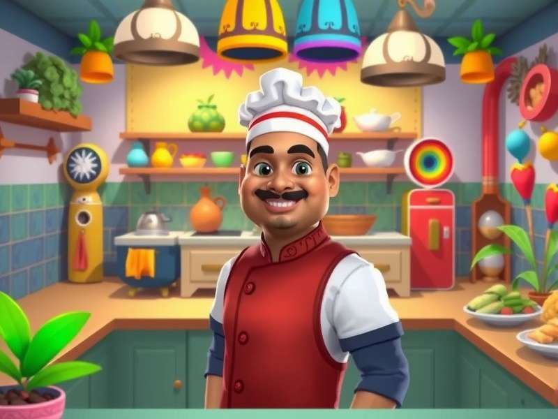 Sunny Coast Cookout gameplay screenshot showing vibrant kitchen environment