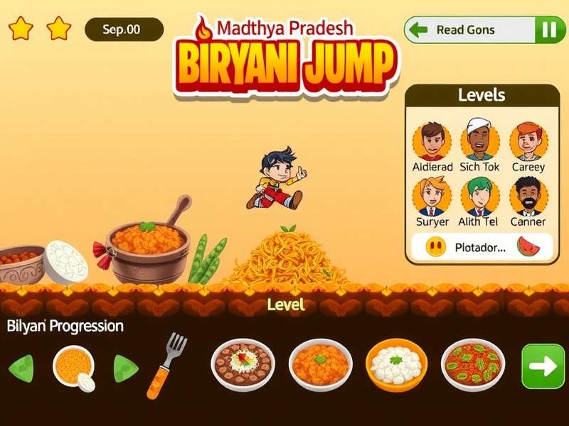 Madhya Pradesh Biryani Jump Level Progression Madhya Pradesh Biryani Jump level progression screen showing various biryani recipes