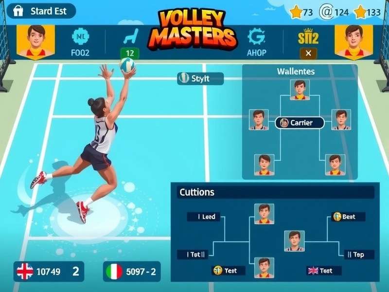 Volley Masters gameplay screenshot showing intense volleyball action