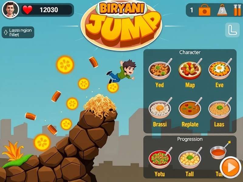 Madhya Pradesh Biryani Jump Character Selection Madhya Pradesh Biryani Jump character selection screen with various avatars