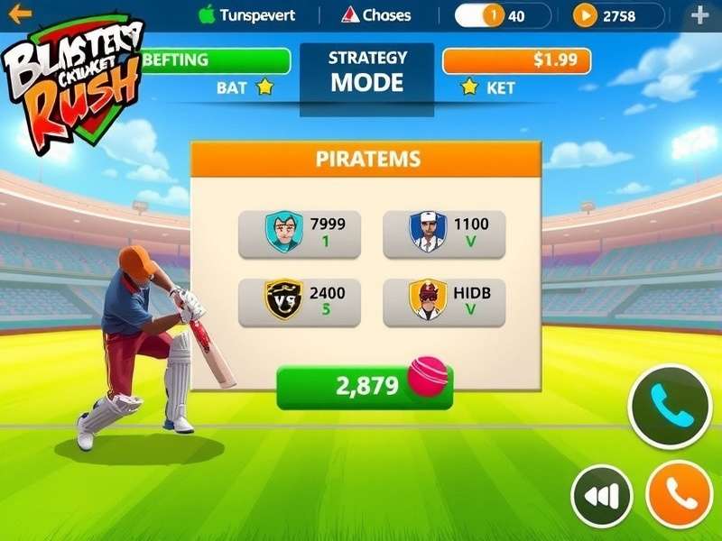 Blasters Cricket Rush Strategy Screen Blasters Cricket Rush strategy planning interface