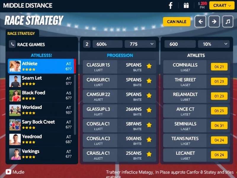 Middle Distance Maestro gameplay screenshot showing athlete selection