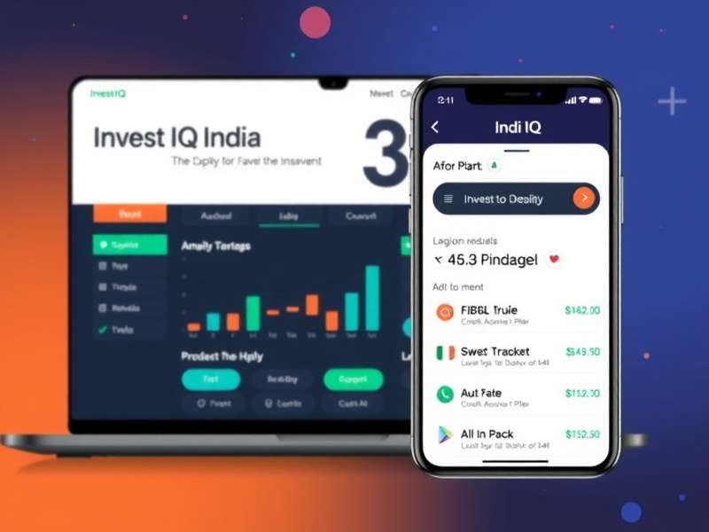 Invest IQ India mobile app interface showing portfolio management