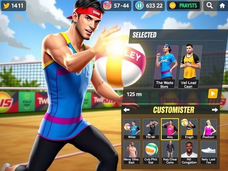 Volley Kings Dominator customization options showing various outfits and accessories