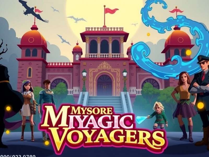 Mysore Magic Voyagers game cover art showing characters against Mysore Palace backdrop