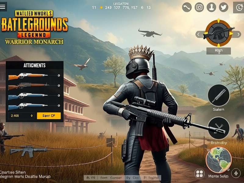 PUBG Legend Warrior Monarch gameplay screenshot showing intense battle action