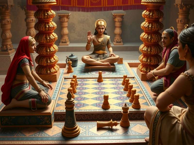 Detailed view of Shakuni S Epic Gambit board and pieces