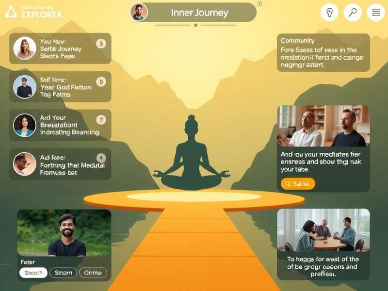 Inner Journey Explorer meditation interface with calming visuals and breathing guides